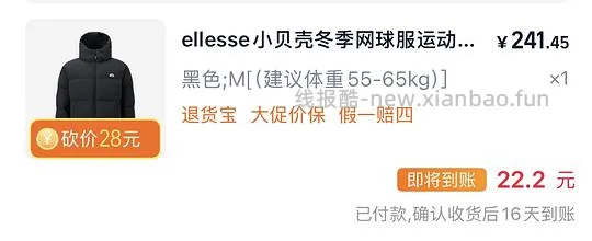 ellesse小贝壳充绒200g+羽绒服到手220r - 线报酷
