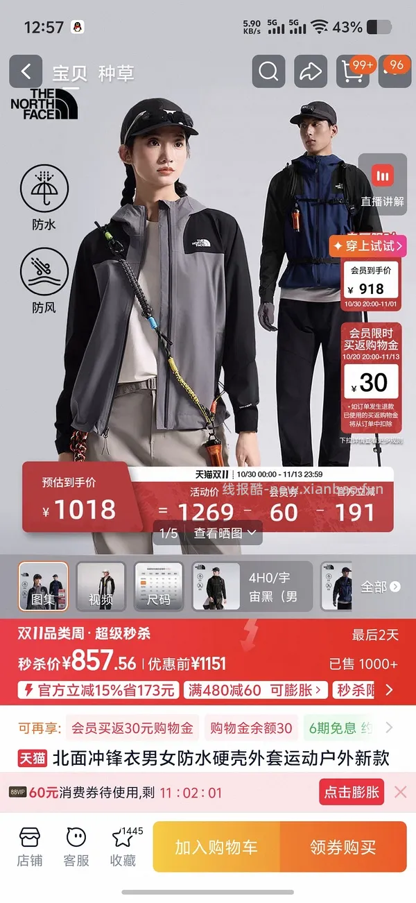北面鹅绒冲锋衣 - 线报酷